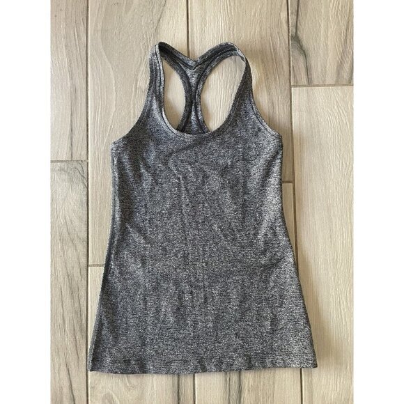 Lululemon Cool Racerback Heathered Gray/Black Tank Top - Picture 2 of 3